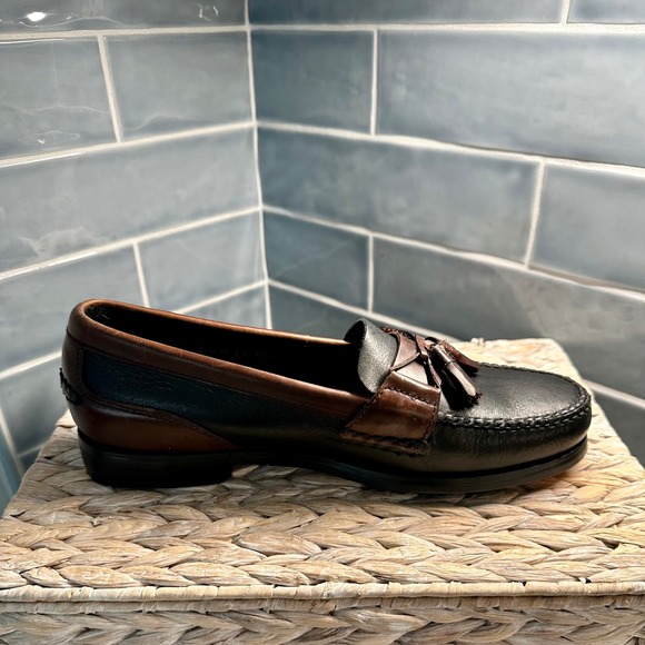 The Holmes Store T.B. Phelps Brown & Black Leather Tassel Penny Loafers Size 10 - Picture 4 of 13